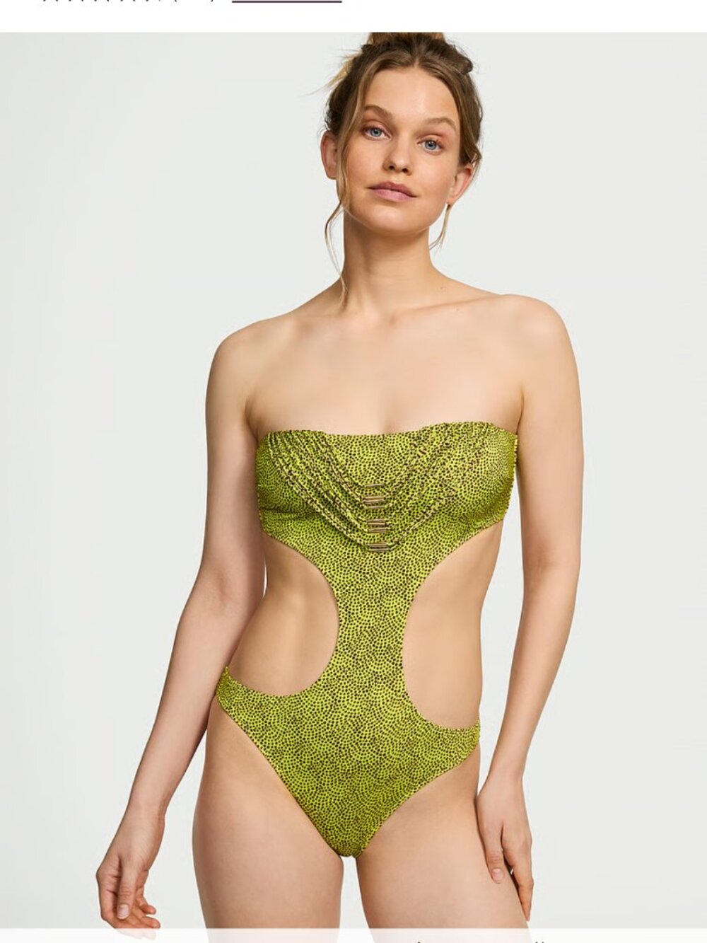 Victoria's Secret XL Archives Limelight Dot Strappy Hardware One-Piece Swim NEW